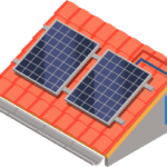 Solar panels on tiled roof illustration